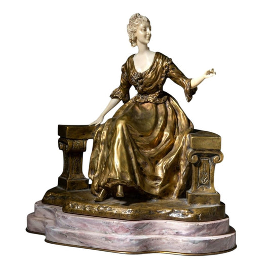Chryselephantine Sculpture of a Fine Lady in a Garden - Antiquité Gallery