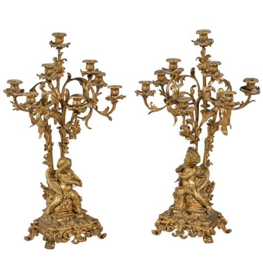 Henri Picard pair of candelabra with eight light arms - Antiquité Gallery