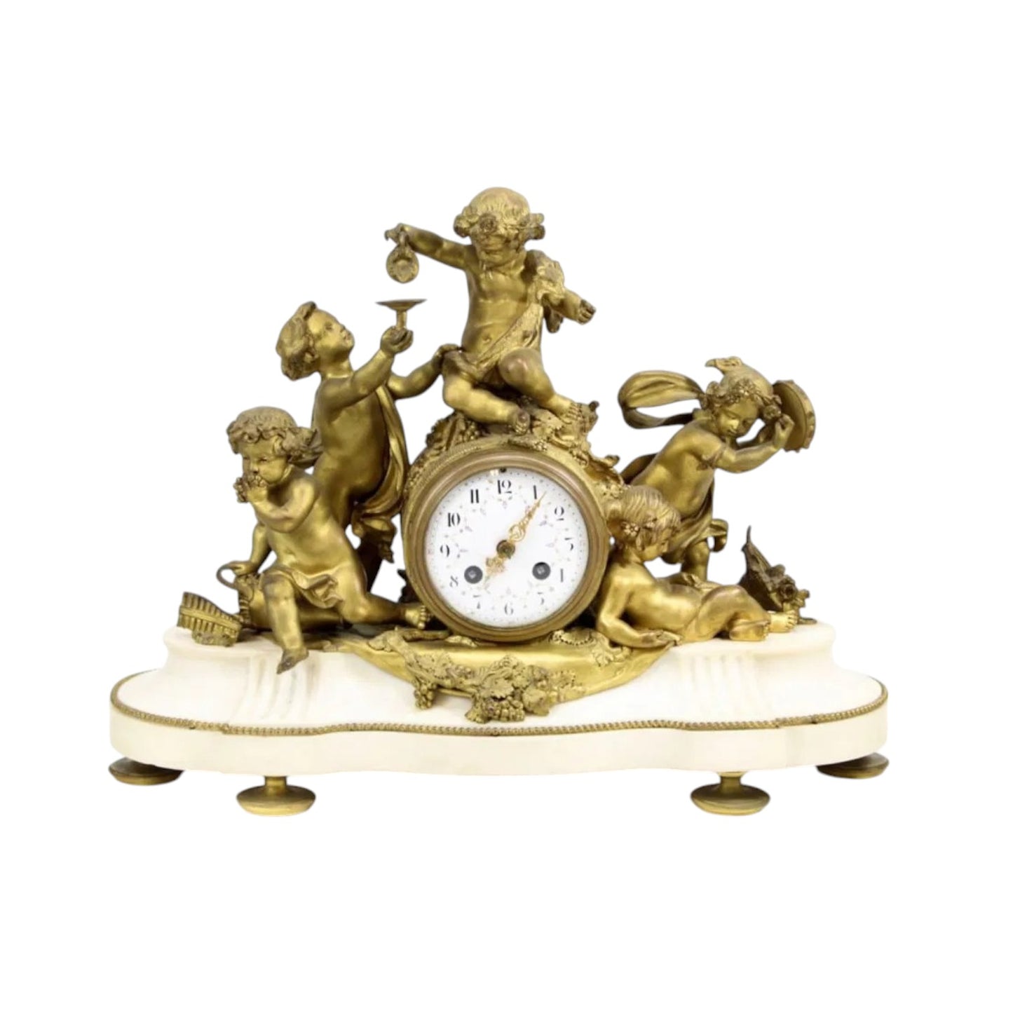 French Louis XVI Style Ormolu Mounted Marble Garniture Set, c late 19th Century - Antiquité Gallery