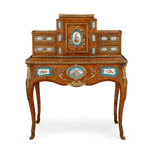 French Sèvres style porcelain and ormolu mounted bonheur du jour - Antiquité Gallery
