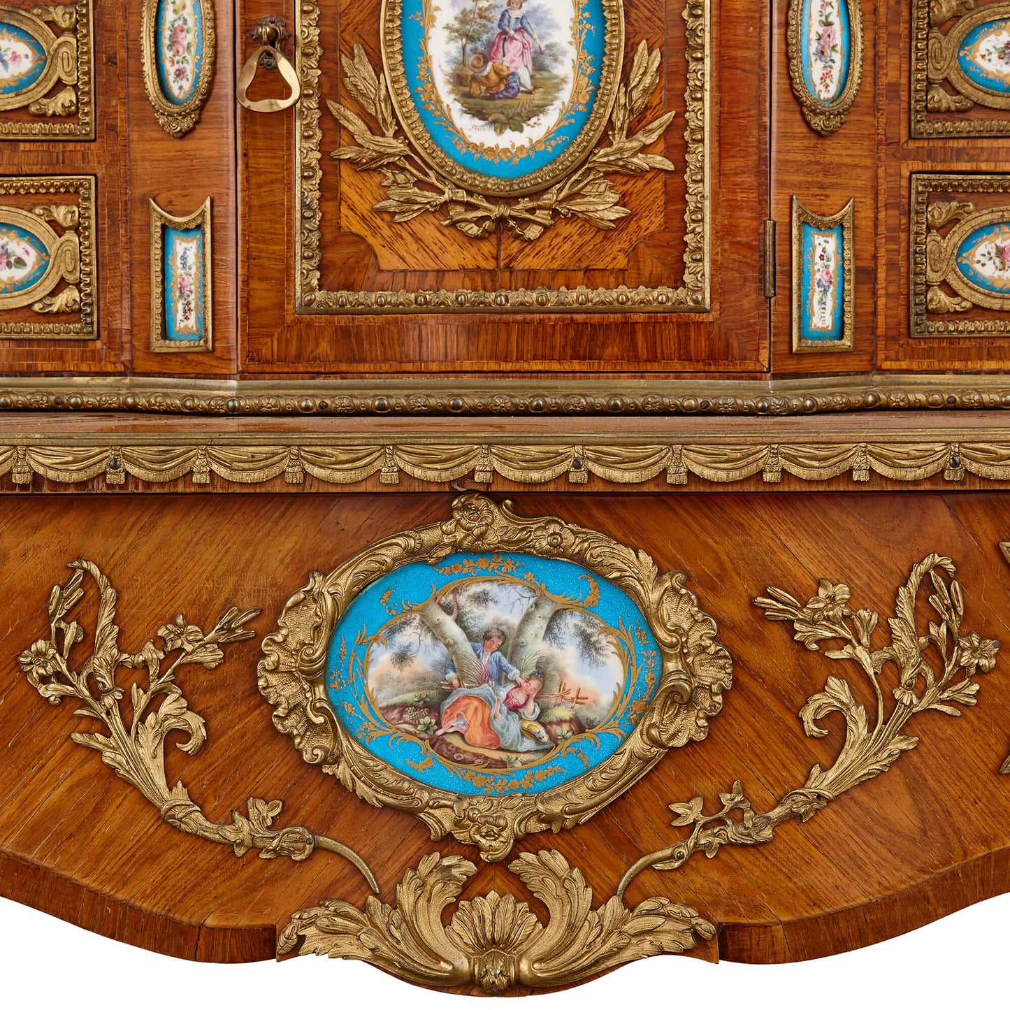French Sèvres style porcelain and ormolu mounted bonheur du jour - Antiquité Gallery