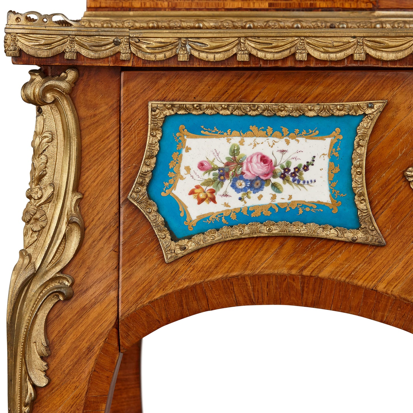 French Sèvres style porcelain and ormolu mounted bonheur du jour - Antiquité Gallery