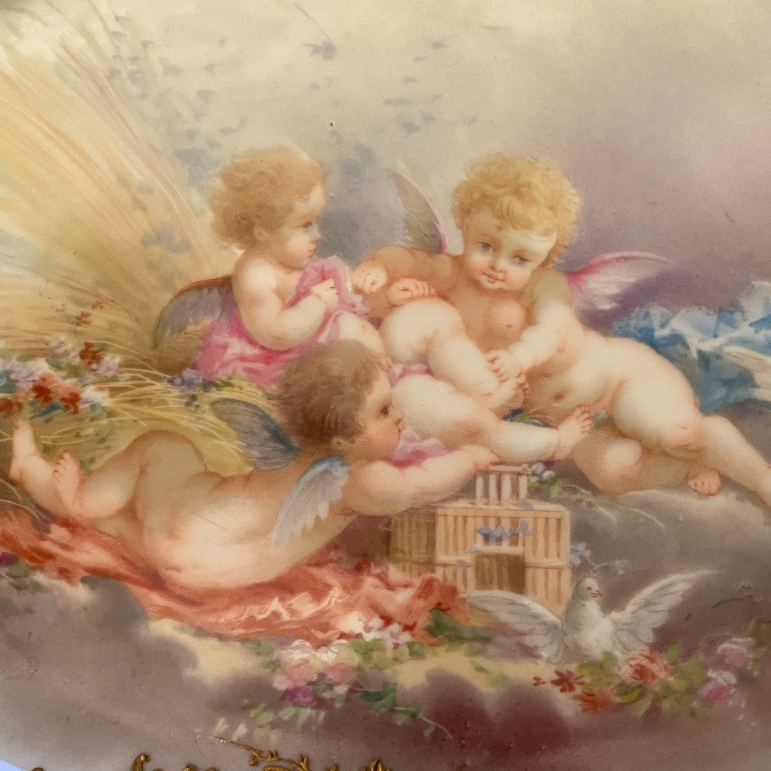 19th Century Sèvres Porcelain Plate Signed Collot – Cherubs & Gilded Bronze Ormolu - Antiquité Gallery