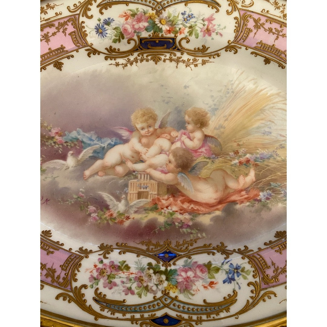 19th Century Sèvres Porcelain Plate Signed Collot – Cherubs & Gilded Bronze Ormolu - Antiquité Gallery