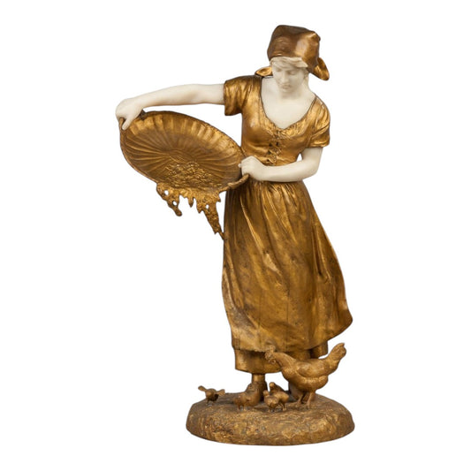 Henryk Kossowski gilt bronze and marble sculpture - Antiquité Gallery