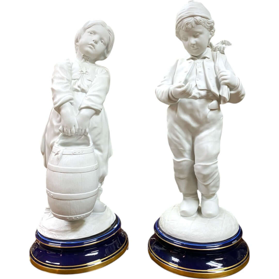 Pair of Louis XVI Style Biscuit de Sèvres Porcelain Statues - Antiquité Gallery