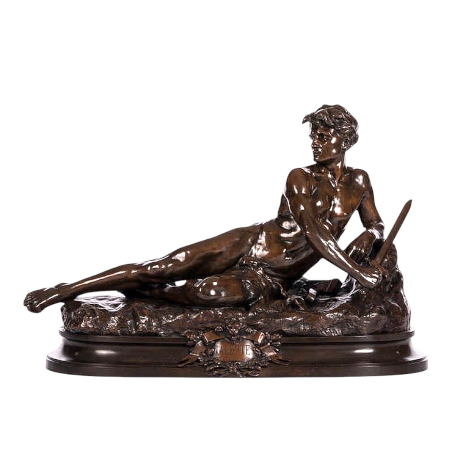 Leon Bonduel "L'Alerte" Patinated Bronze Sculpture 1889 - Antiquité Gallery