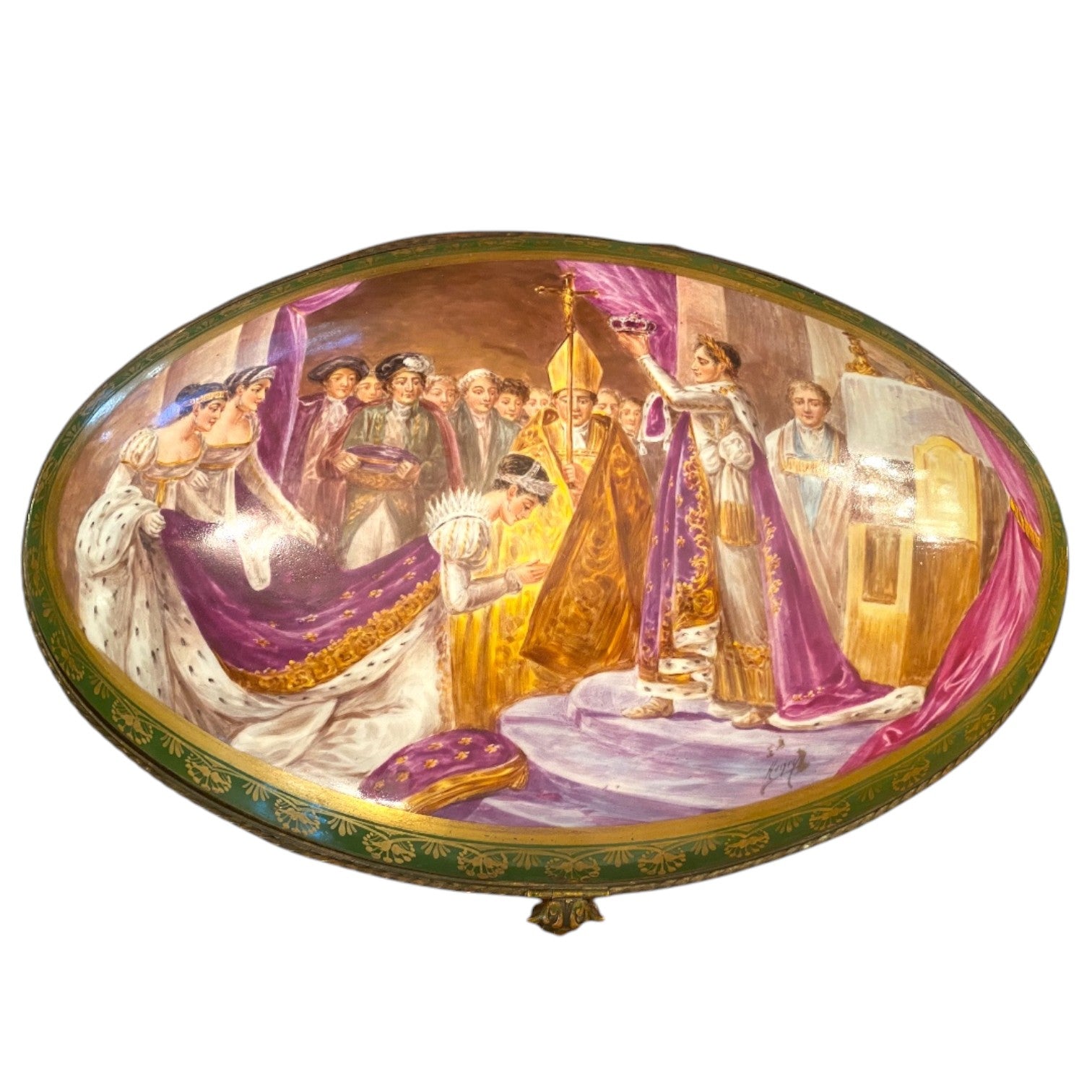 Antique Hand-Painted Sèvres Porcelain Box – Coronation Scene - Antiquité Gallery