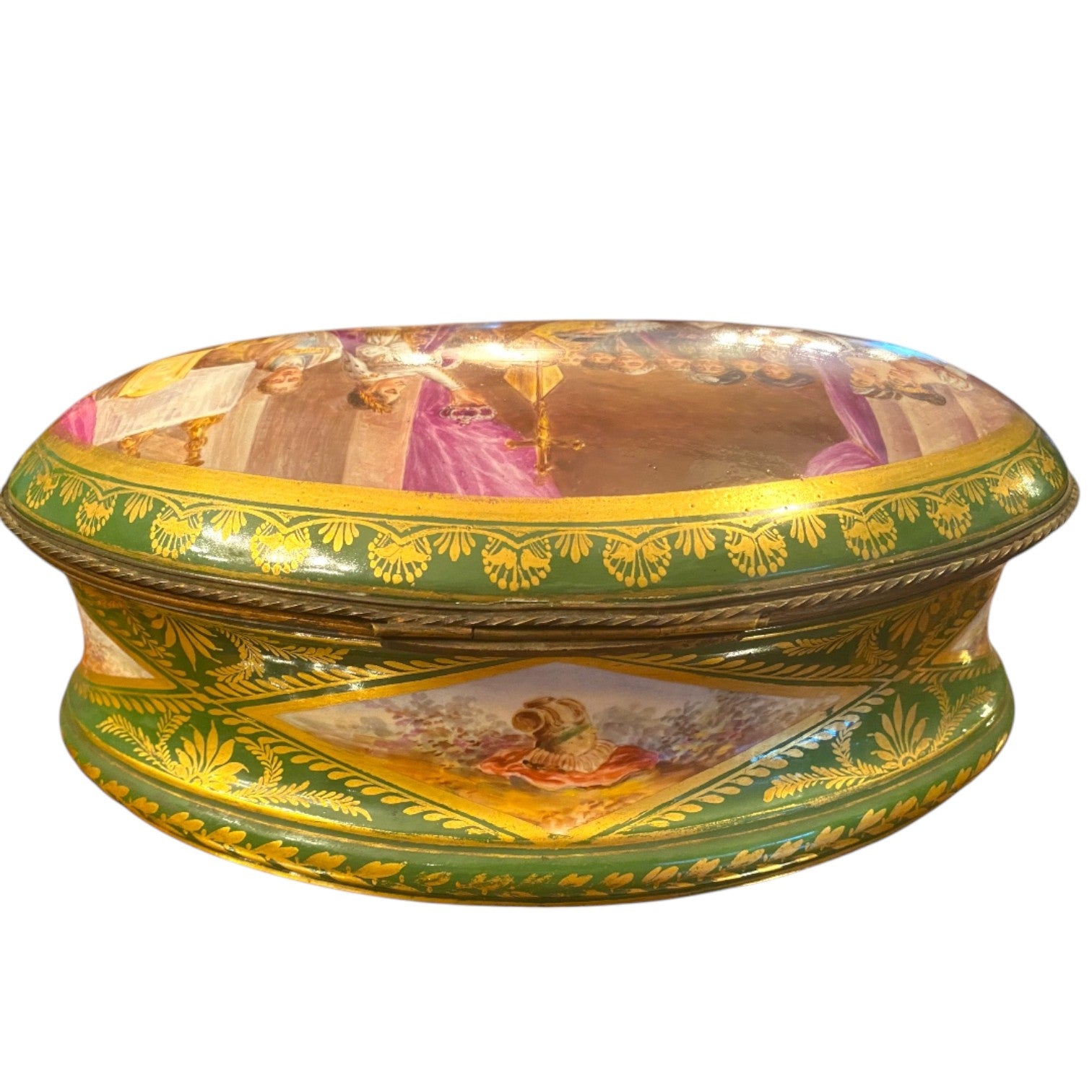 Antique Hand-Painted Sèvres Porcelain Box – Coronation Scene - Antiquité Gallery