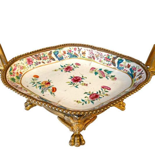 19th Century Chinese Export Porcelain Plate in Gilt Bronze Mount - Antiquité Gallery