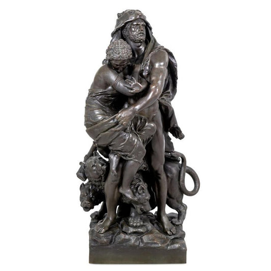 French Bronze Figure of Hercules, Athena and Cerberus, Late 19th Century - Antiquité Gallery