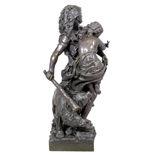 French Bronze Figure of Hercules, Athena and Cerberus, Late 19th Century - Antiquité Gallery
