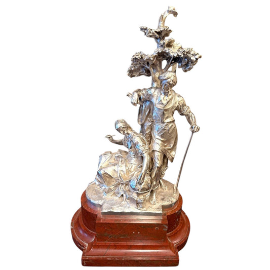 A French silvered bronze presentation figural group Christofle & Cie, Paris late 19th century - Antiquité Gallery