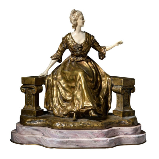 Chryselephantine Sculpture of a Fine Lady in a Garden - Antiquité Gallery