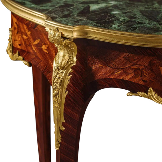 A Louis XV Style Marquetry Inlaid Gueridon By Emmanuel Zwiener - Antiquité Gallery