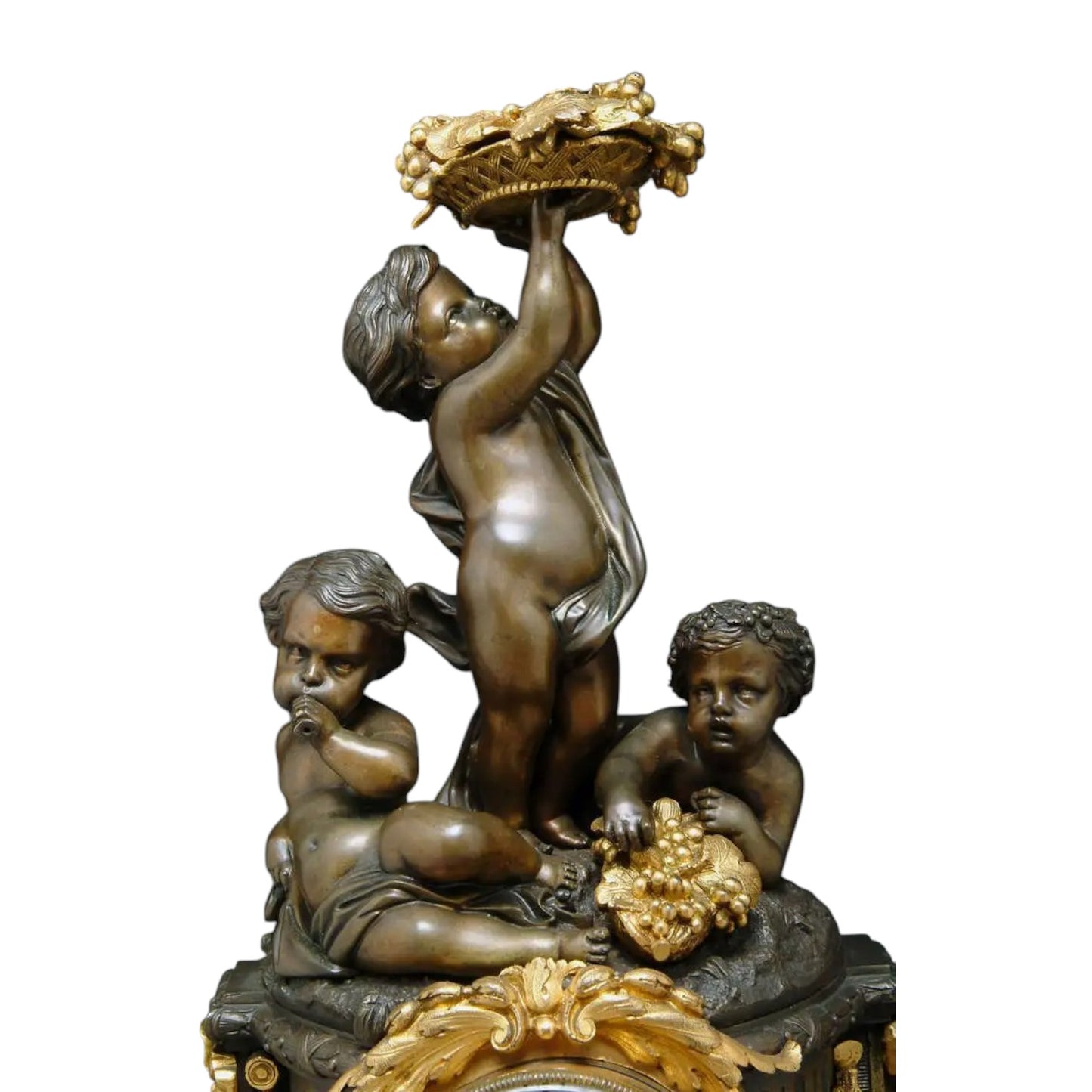 Antique French Figural Clock By Raingo Freres Paris - Antiquité Gallery