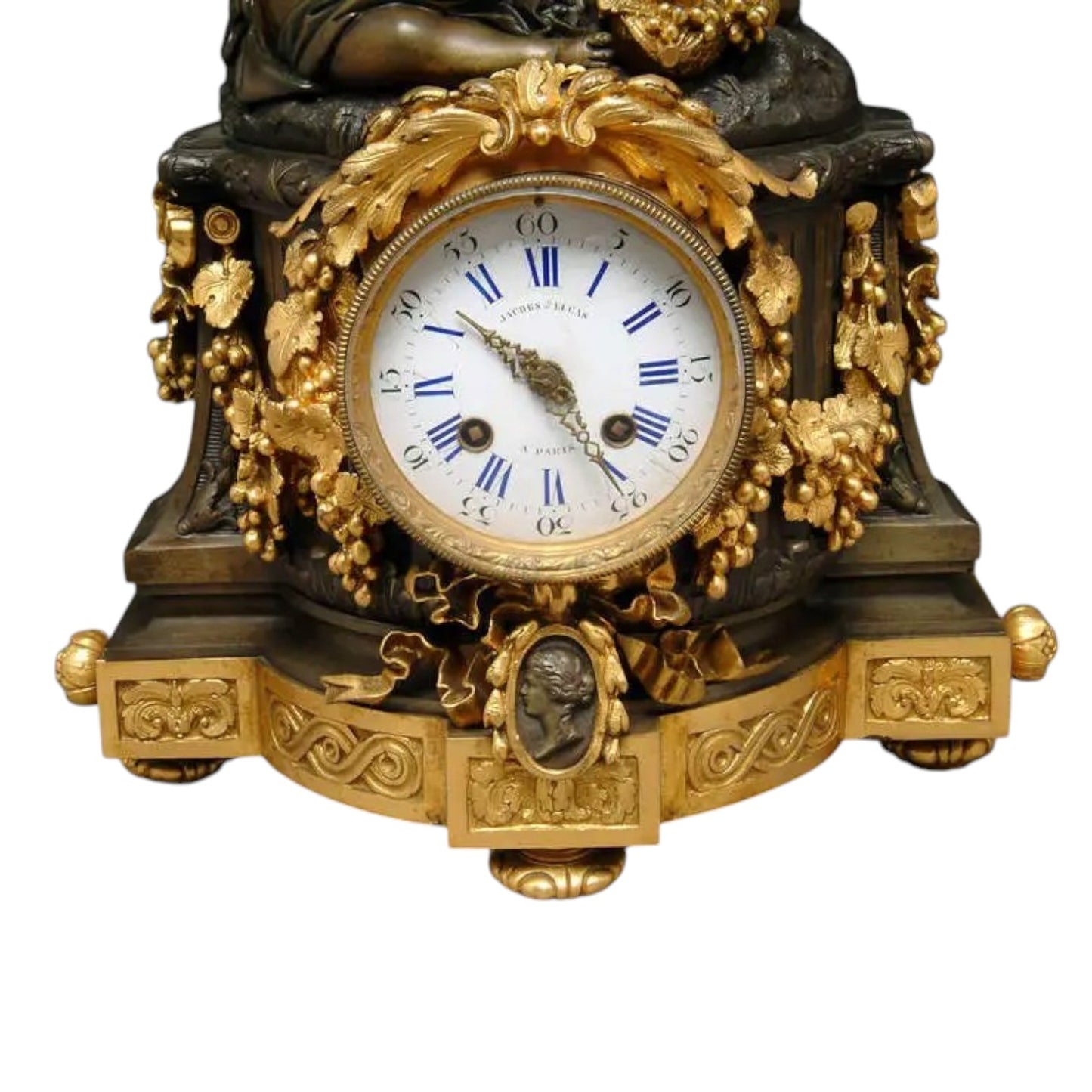 Antique French Figural Clock By Raingo Freres Paris - Antiquité Gallery