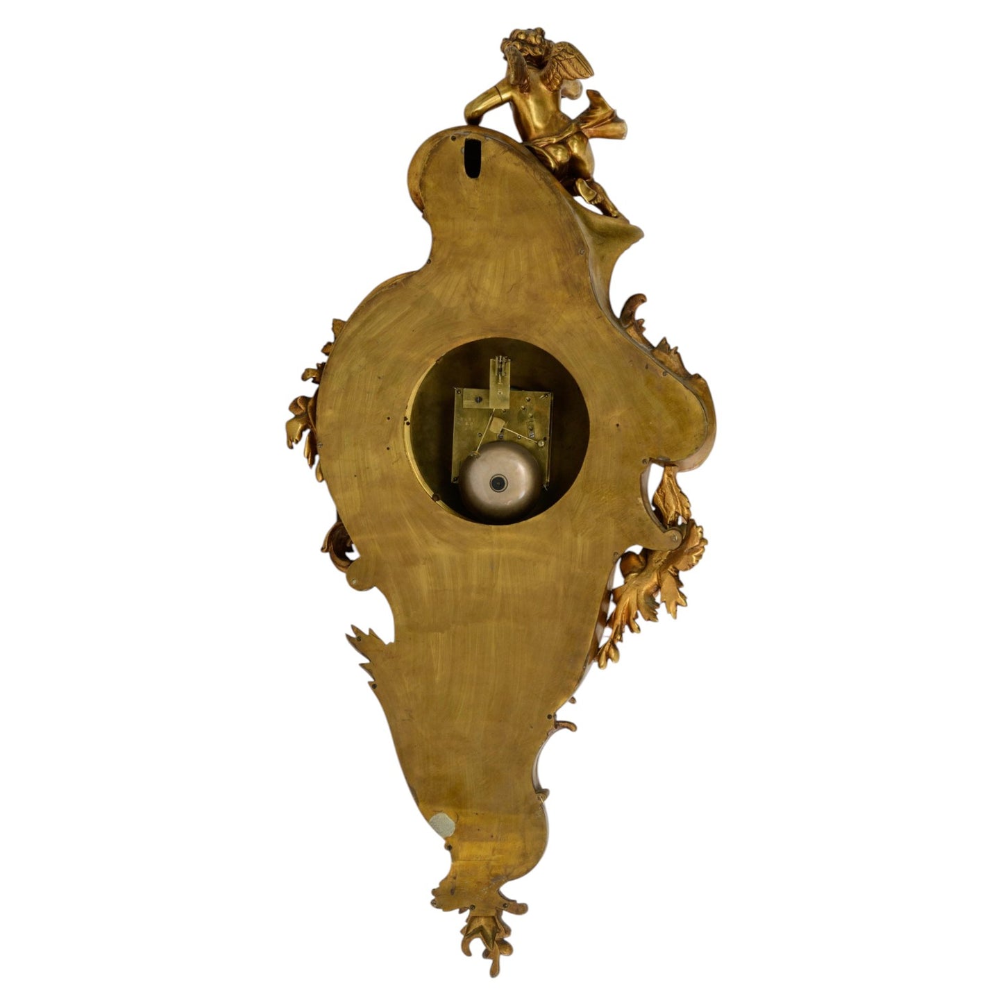 A Rococo style gilt bronze cartel clock, marked 'Ste. des Bronzes, Bruxelles - Antiquité Gallery