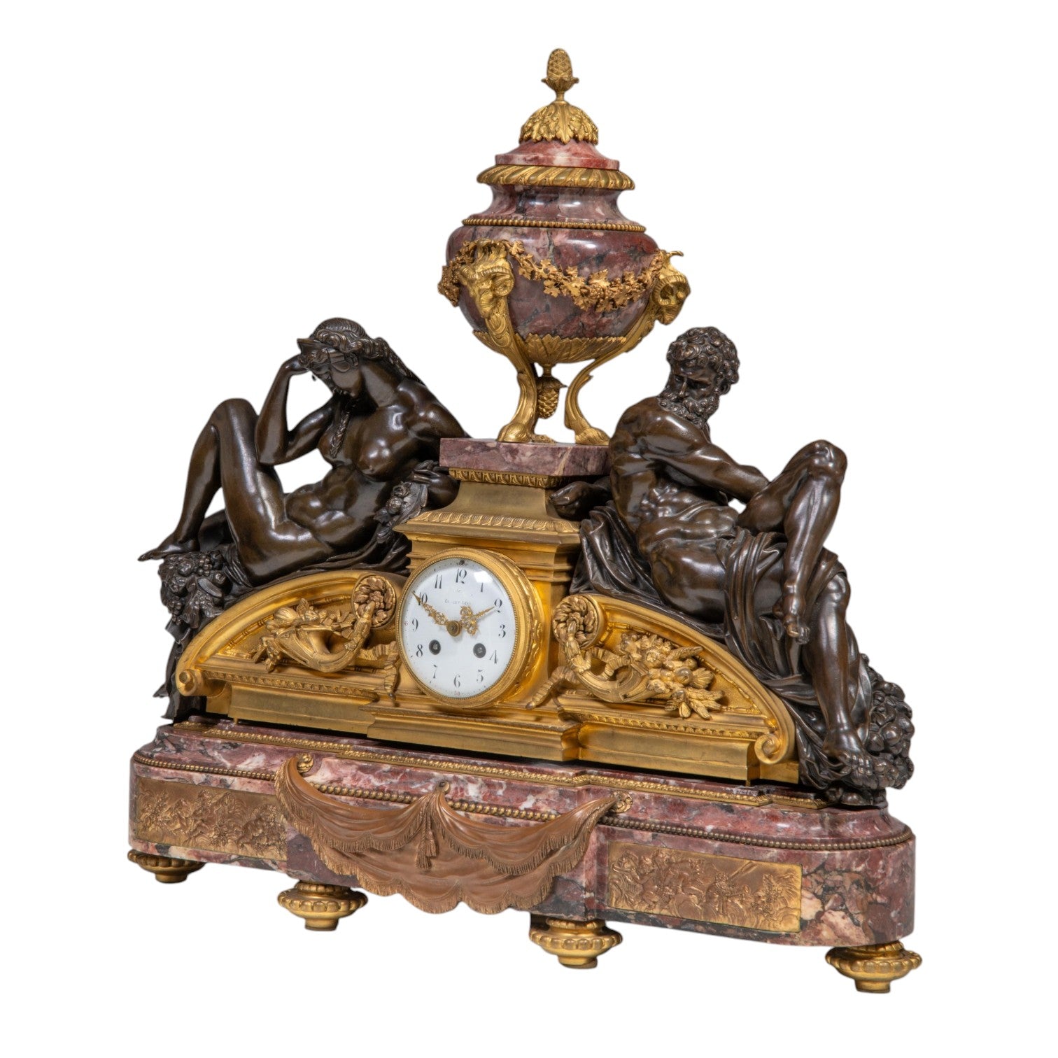 An imposing Napoleon III marble, gilt and patinated bronze mantel clock, by Ernest Levi - Antiquité Gallery
