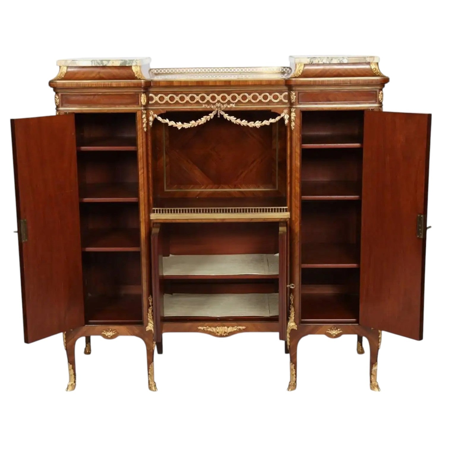 Inlaid Wood Music Cabinet - Antiquité Gallery