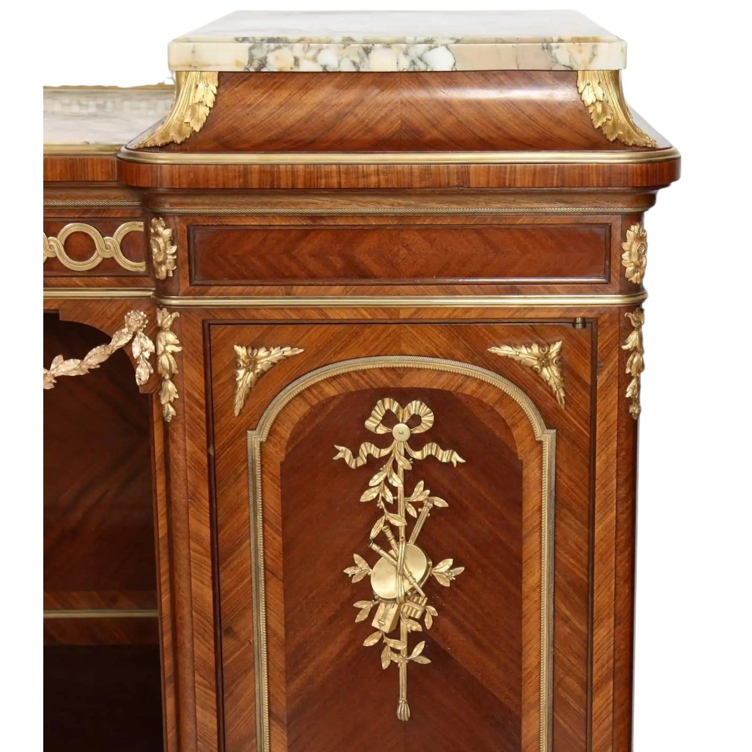 Inlaid Wood Music Cabinet - Antiquité Gallery