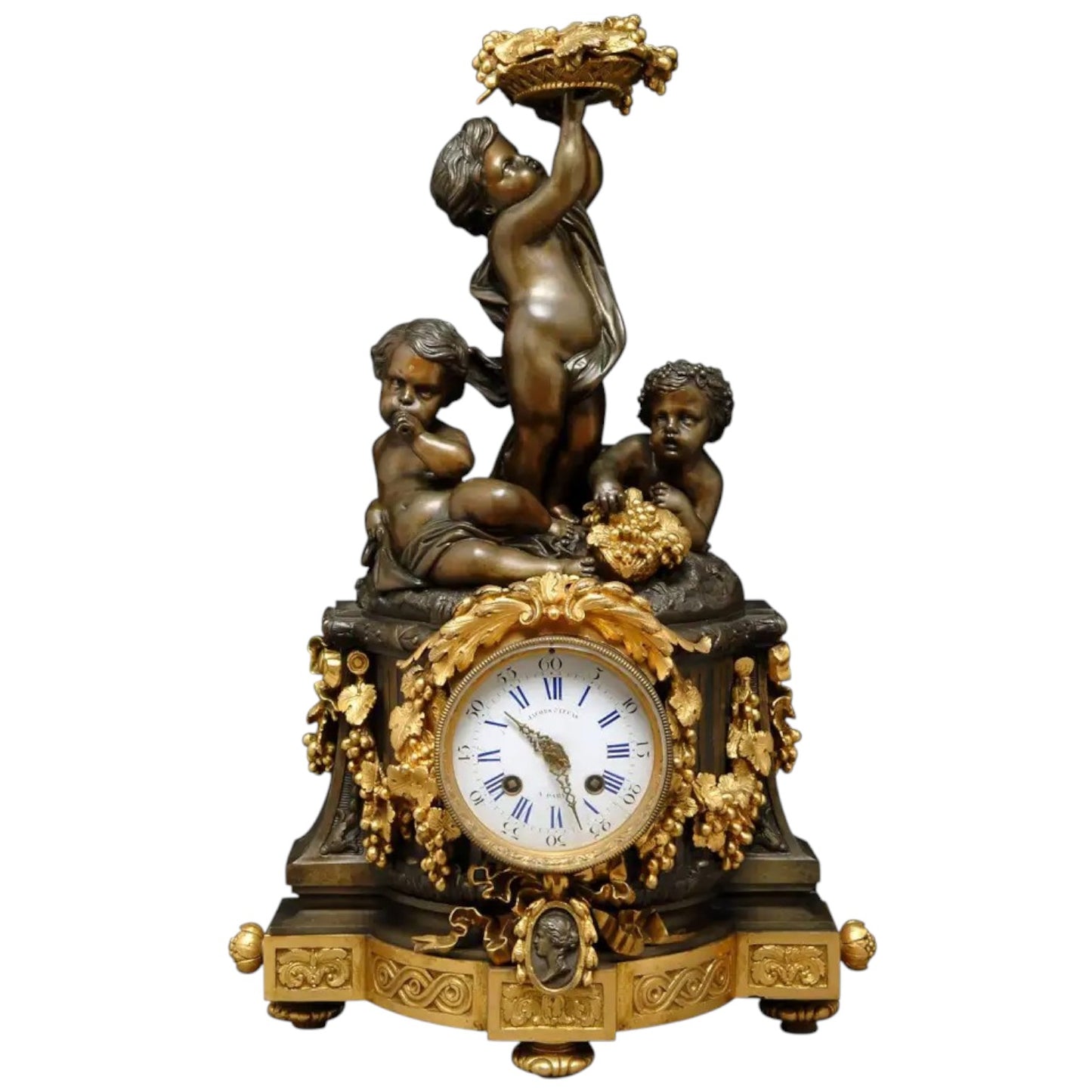 Antique French Figural Clock By Raingo Freres Paris - Antiquité Gallery