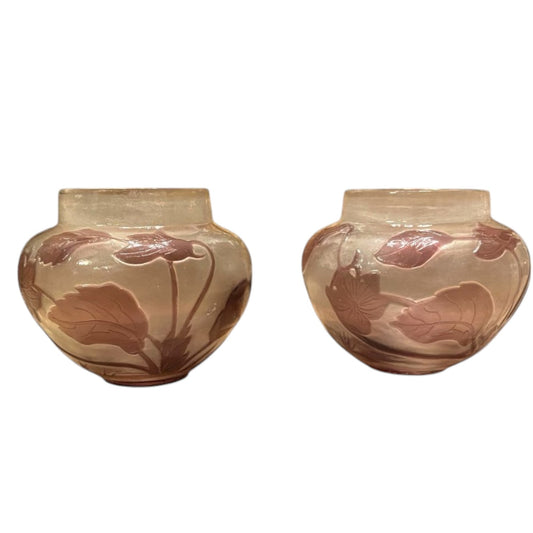 EMILÉ GALLE Pair of Small Double-glass baluster vases - Antiquité Gallery