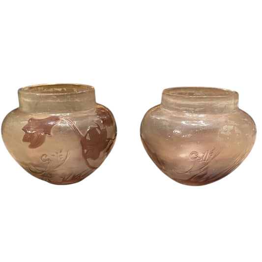 EMILÉ GALLE Pair of Small Double-glass baluster vases - Antiquité Gallery