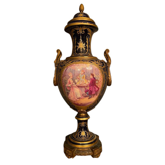 A Pair of Blue Sevre Vases - Antiquité Gallery