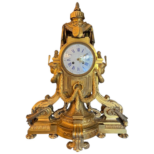 Exquisite 19th Century French Gilt Bronze Mantel Clock - Antiquité Gallery