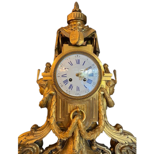 Exquisite 19th Century French Gilt Bronze Mantel Clock - Antiquité Gallery