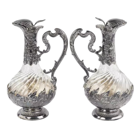 Frangiere & Laroche Pair of French SILVER wine jugs - Antiquité Gallery