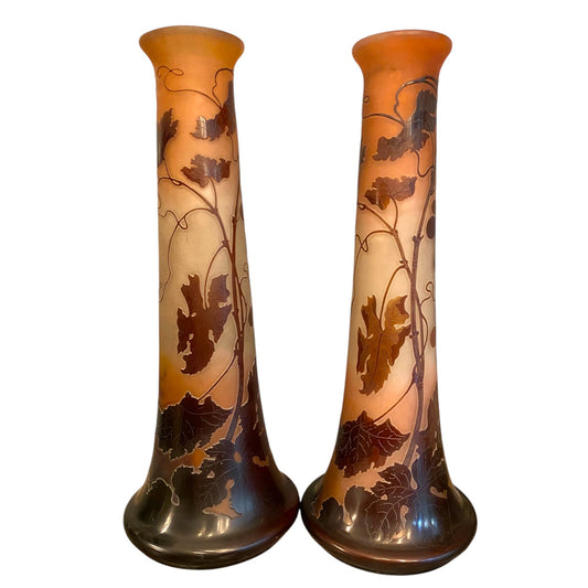 pair of Fruiting Vine Vases by Emile Gallé - Antiquité Gallery