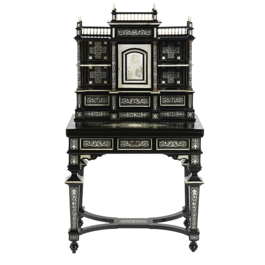 Fernandino Pogliani An Italian engraved ivory-mounted and ebony inlaid cabinet on stand Milan, circa 1870 - Antiquité Gallery