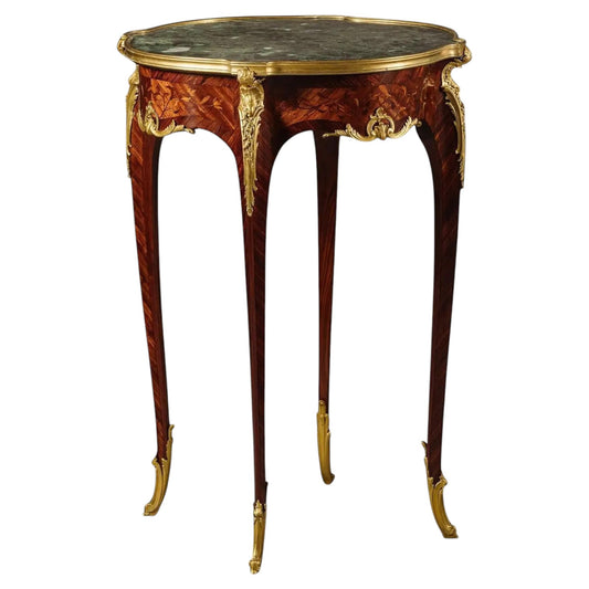 A Louis XV Style Marquetry Inlaid Gueridon By Emmanuel Zwiener - Antiquité Gallery