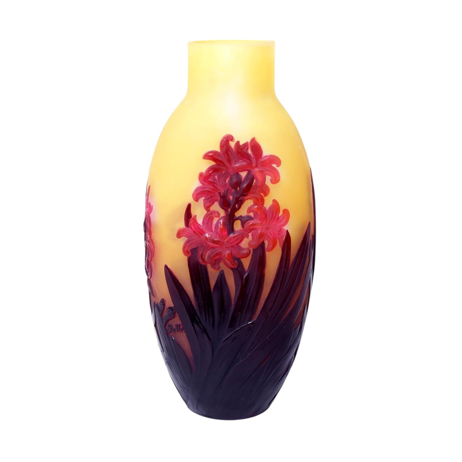 GALLE VASE WITH BLOWN OUT HYACINTH FLOWERS. - Antiquité Gallery