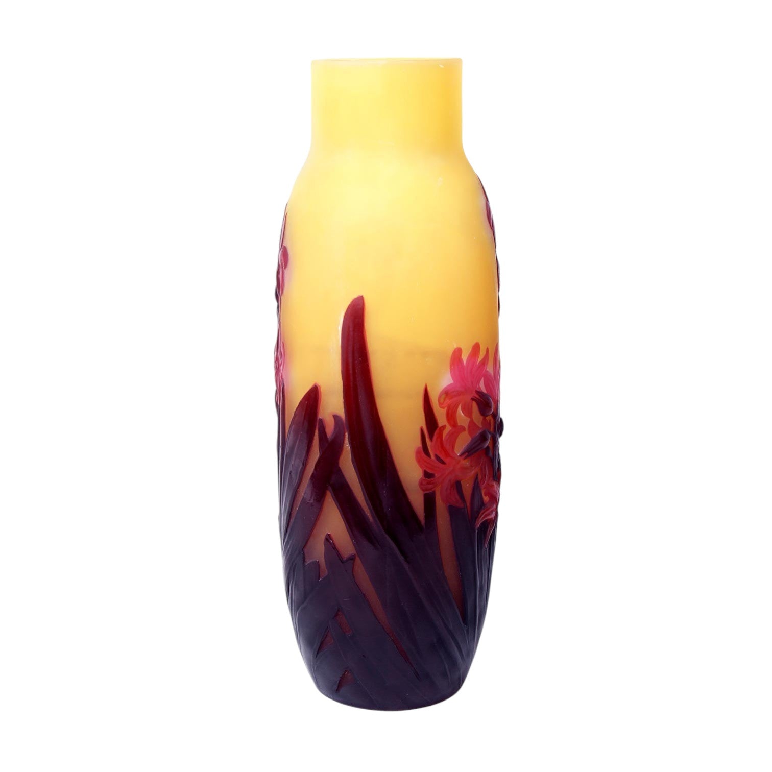 GALLE VASE WITH BLOWN OUT HYACINTH FLOWERS. - Antiquité Gallery