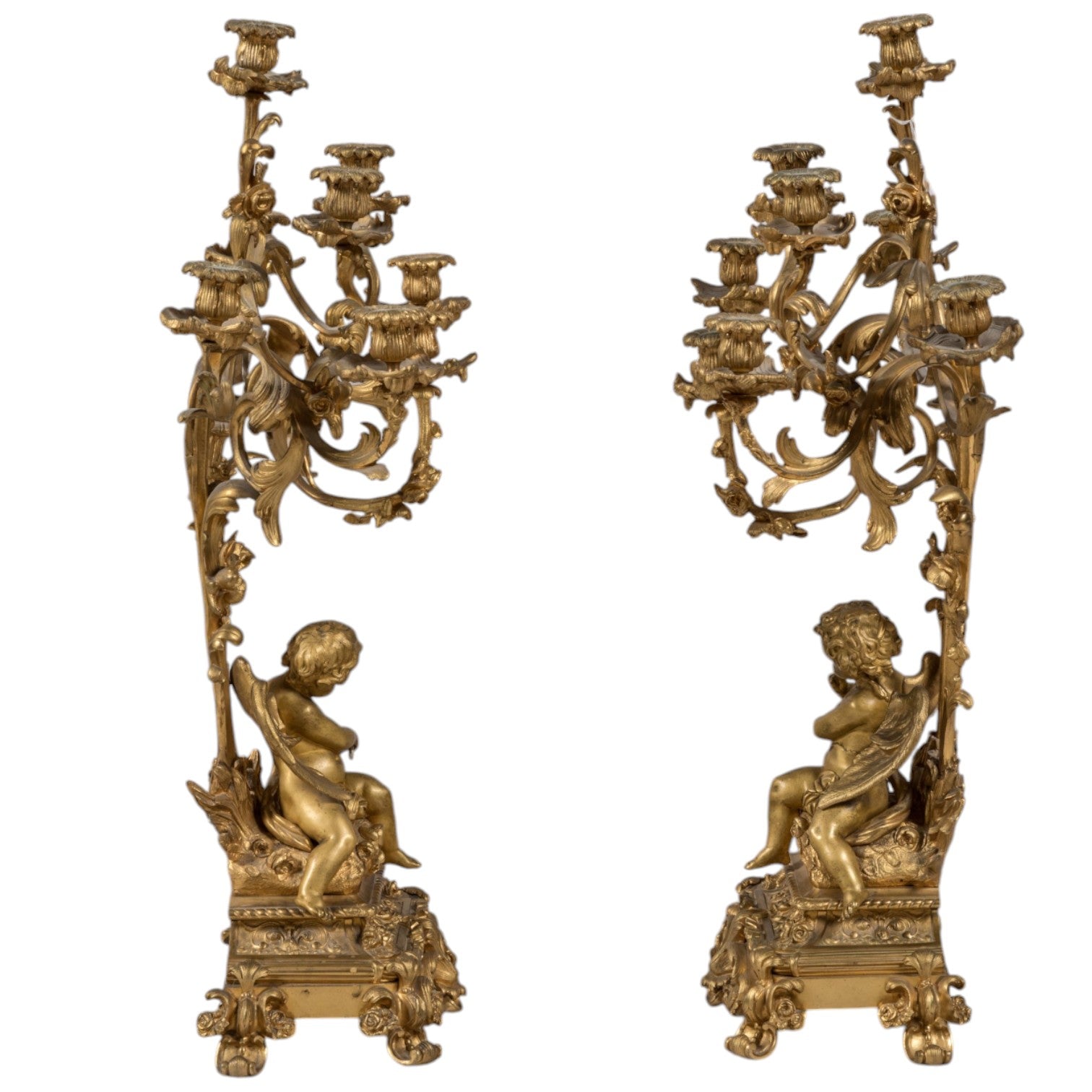 Henri Picard pair of candelabra with eight light arms - Antiquité Gallery