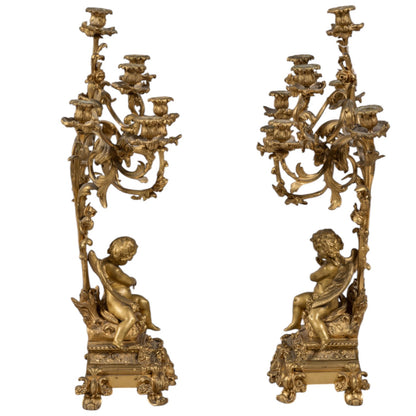 Henri Picard pair of candelabra with eight light arms - Antiquité Gallery