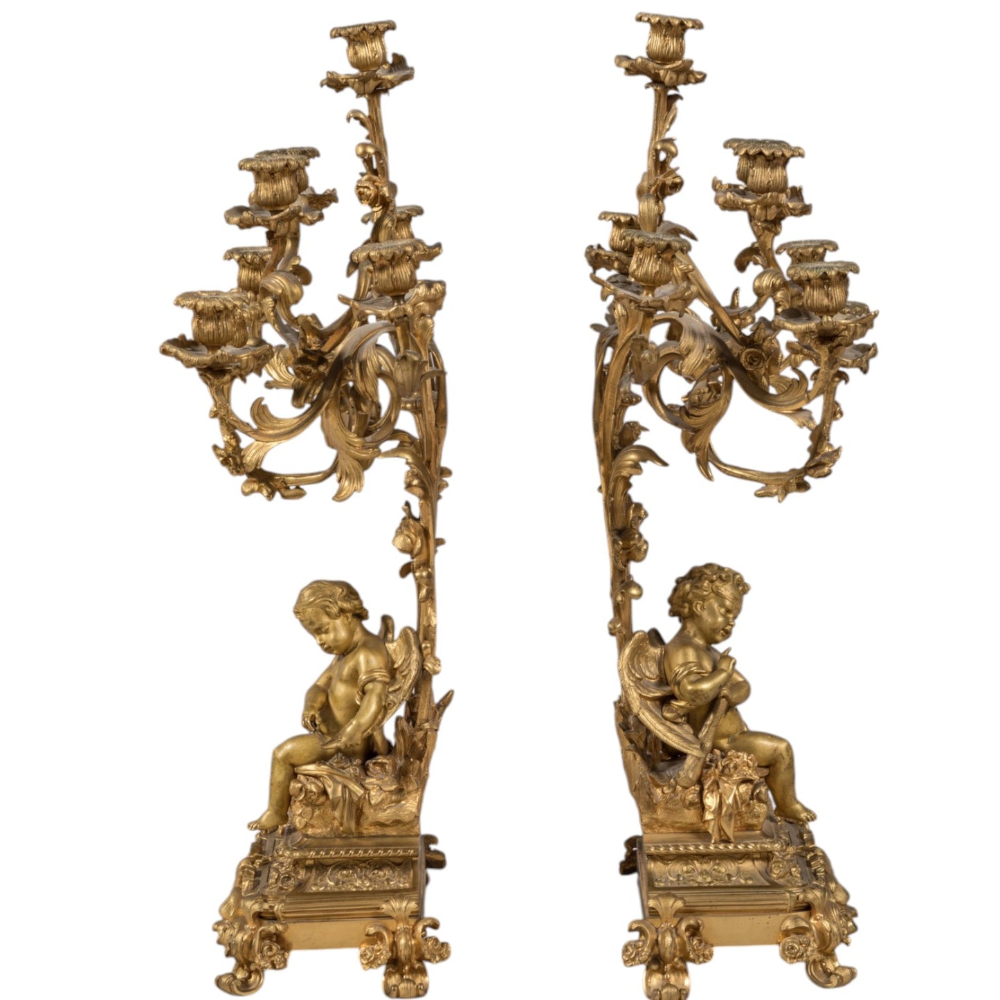 Henri Picard pair of candelabra with eight light arms - Antiquité Gallery