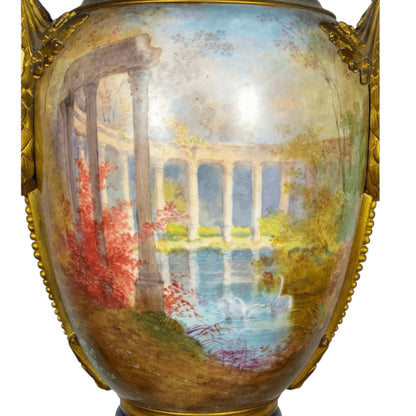 Sevres Vase on pedestal - Antiquité Gallery
