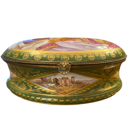 Antique Hand-Painted Sèvres Porcelain Box – Coronation Scene - Antiquité Gallery