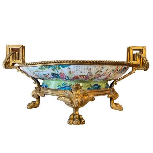 19th Century Chinese Export Porcelain Plate in Gilt Bronze Mount - Antiquité Gallery