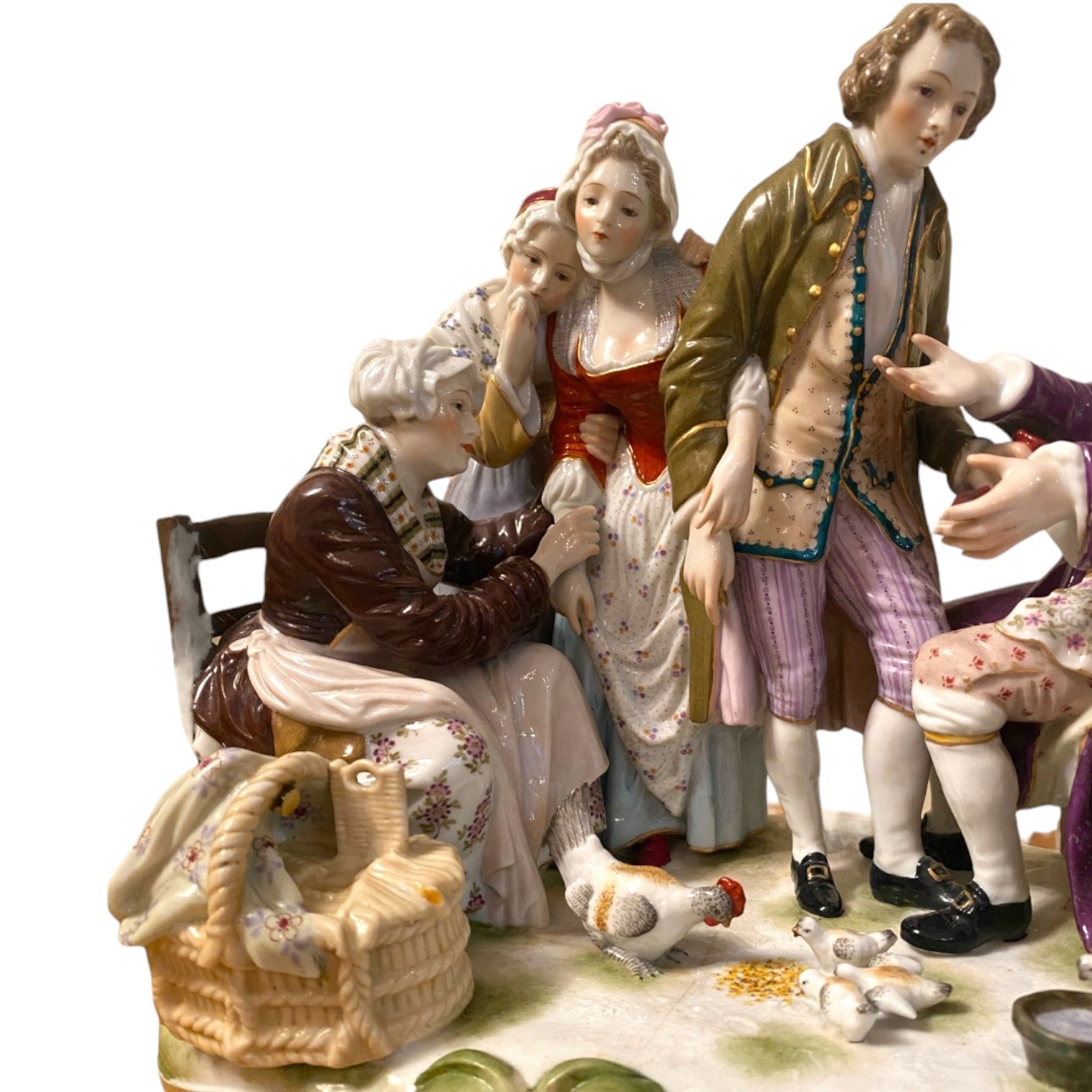 Meissen Porcelain Figural Group – 18th Century Family Gathering Scene - Antiquité Gallery