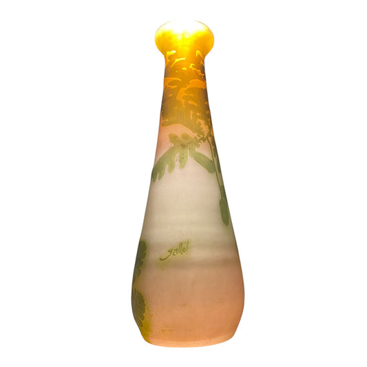 Émile Gallé Art Nouveau Cameo Glass Vase – Oak Leaf &amp Acorn Motif - Antiquité Gallery
