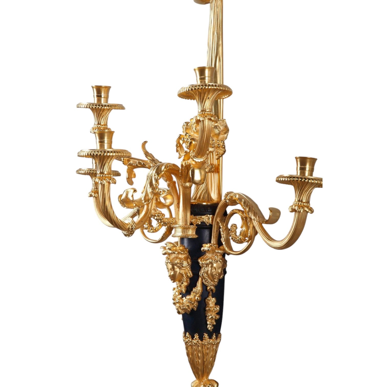 a Pair of Louis XIV Style Gilt-Bronze Five-Light Wall Appliques - Antiquité Gallery