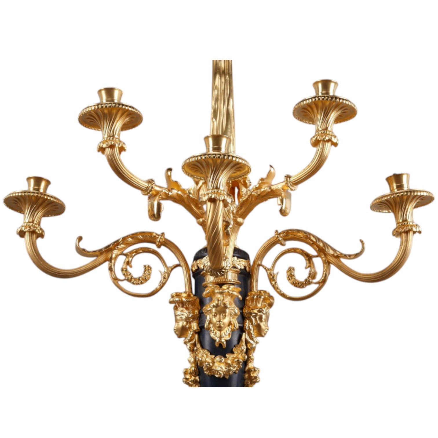 a Pair of Louis XIV Style Gilt-Bronze Five-Light Wall Appliques - Antiquité Gallery