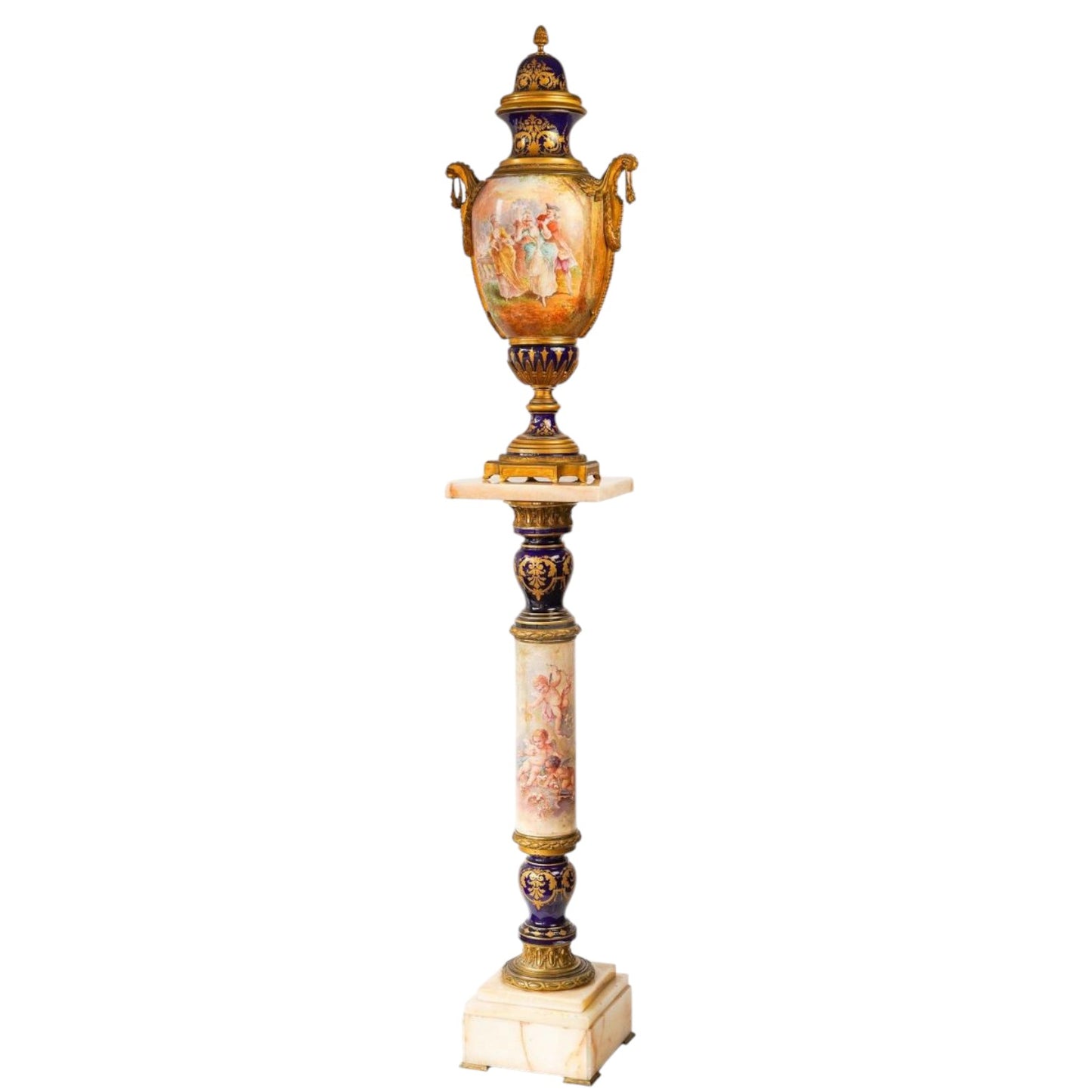 Sevres Vase on pedestal - Antiquité Gallery