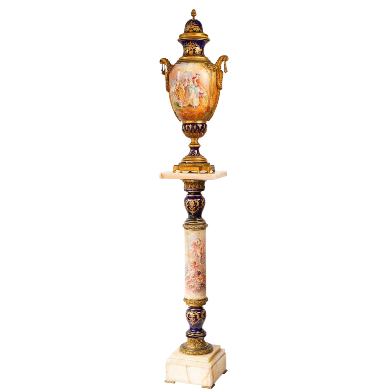 Sevres Vase on pedestal - Antiquité Gallery