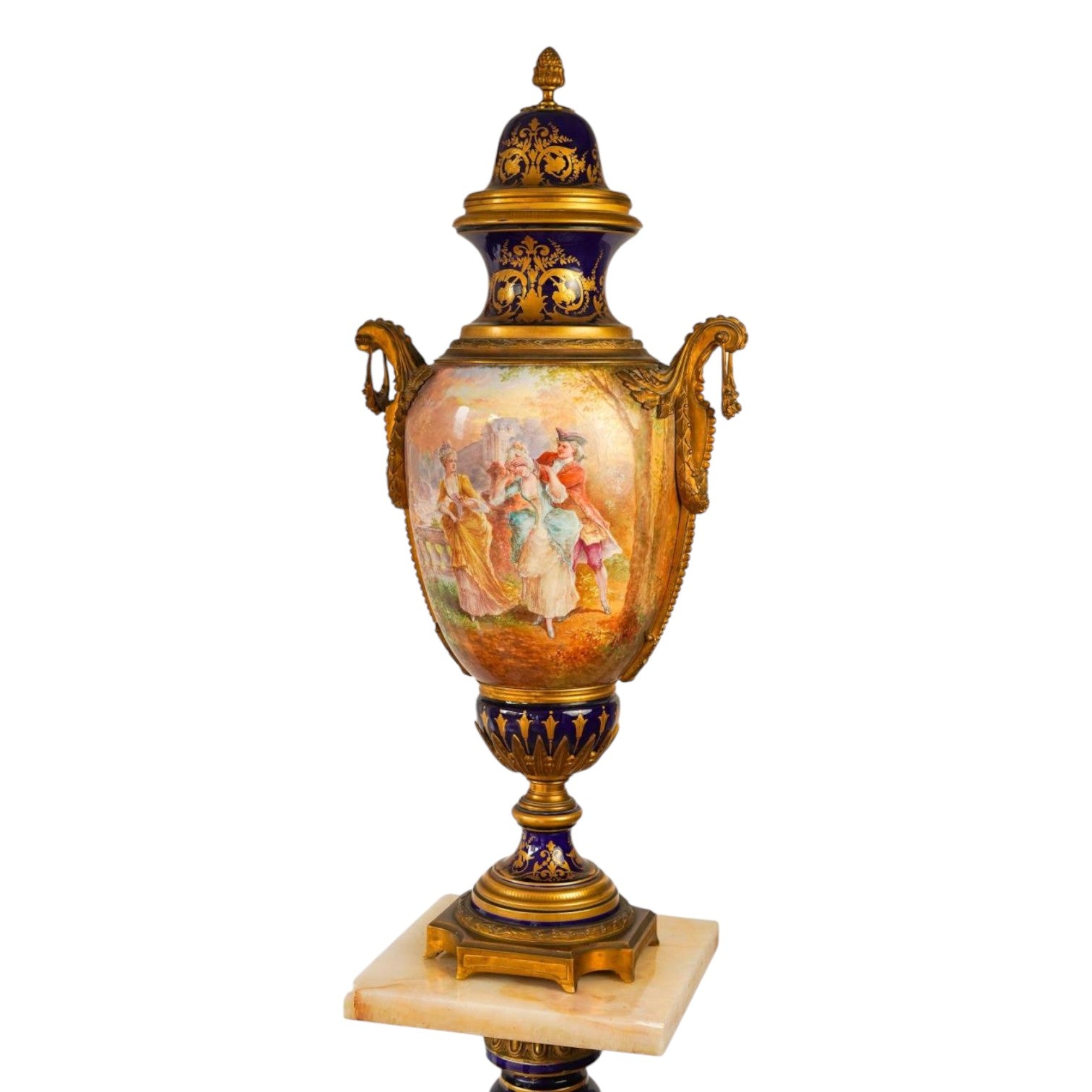 Sevres Vase on pedestal - Antiquité Gallery